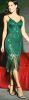 Adult Female Costumes to Hire - GATSBY -  Dark Green sequin cami dress with fringe hem - LARGE